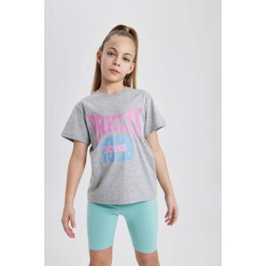 DEFACTO Girl Slogan Printed Short Sleeve T-Shirt