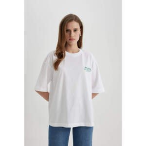 DEFACTO Oversize Fit Crew Neck Slogan Short Sleeve T-Shirt