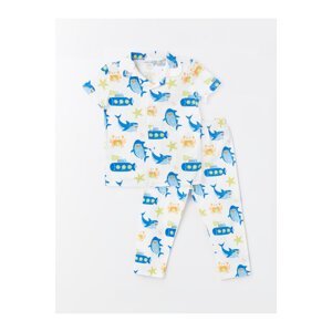 LC Waikiki Polo Neck Short Sleeve Printed Baby Boy Pajamas Set