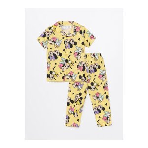 LC Waikiki Polo Collar Short Sleeved Minnie Mouse Printed Baby Girl Pajamas Set