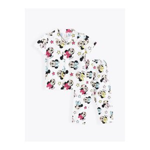 LC Waikiki LCW baby Polo Collar Short Sleeve Minnie Mouse Printed Baby Girl Pajamas Set