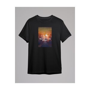 Trendyol Black Text Printed Regular/Normal Cut T-shirt