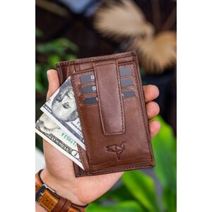 Garbalia Nevada Crazy Leather Brown Unisex Card Holder Wallet with Coin Compartment