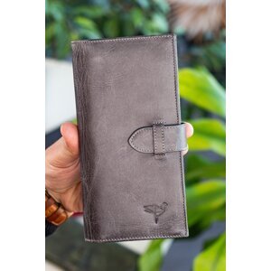Garbalia Albert Crazy Gray Genuine Leather Unisex Wallet With Rfid Blocking Phone Compartment