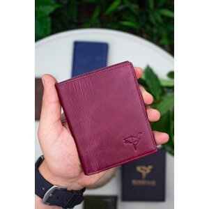 Garbalia Unisex Claret Red Genuine Leather Crazy Card Holder Wallet