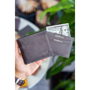 Garbalia Kangaroo Genuine Leather Rfid Blocker Crazy Gray Wallet Card Holder