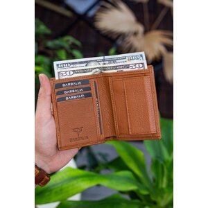 Garbalia Denver Genuine Leather Brown Card Holder Wallet with Coin Eye