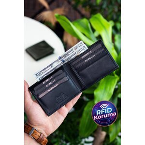 Garbalia Kevin Genuine Leather Crazy Black Rfid Blocker Safe Wallet