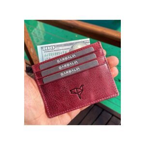 Garbalia Unisex Claret Red Locket Crazy Leather Card Holder Wallet