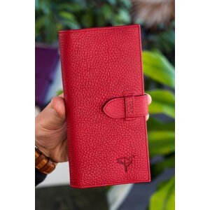 Garbalia Albert Genuine Leather Rfid Blocker Red Unisex Wallet with Phone Compartmen