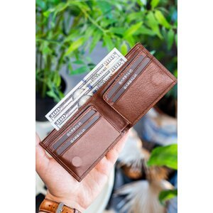 Garbalia Tan Genuine Leather Men's Magnetic Wallet