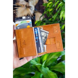 Garbalia Smokey Crazy Mustard Yellow Card Holder Wallet with Genuine Leather Mechanism and Drawstrings