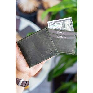 Garbalia Kangaroo Genuine Leather Rfid Blocker Crazy Green Wallet Card Holder