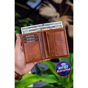Garbalia Denver Vintage Leather Tan Plain Card Holder Wallet with Coin Eye
