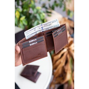 Garbalia Porto Genuine Leather Classic Brown Men's Wallet with Wide Card Holder.