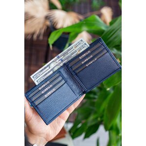 Garbalia Navy Blue Men's Wallet With Genuine Leather