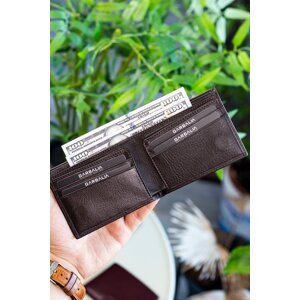 Garbalia Genuine Leather Brown Men's Magnetic Wallet