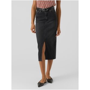 Dark Grey Women's Denim Midi Skirt Vero Moda Veri - Women