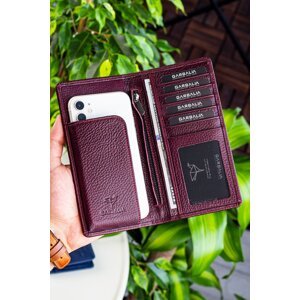 Garbalia Unisex Claret Red Rome Genuine Leather Cell Phone Compartment Wallet