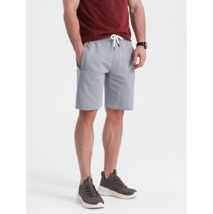 Ombre Men's knit shorts with drawstring and pockets - grey