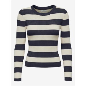 Beige-blue women's striped sweater JDY Plum - Women