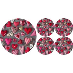 Bertoni Home Unisex's 1+4 Round Table Pads Set Valentine Hearts