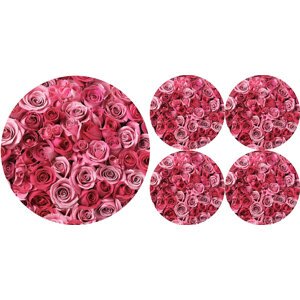 Bertoni Home Unisex's 1+4 Round Table Pads Set Valentine Roses