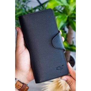 Garbalia Unisex Black Genuine Leather Portfolio Wallet