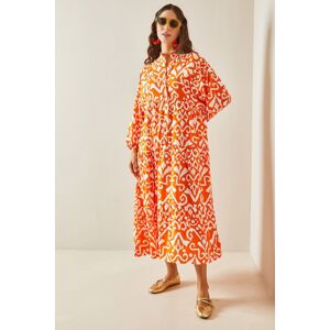 XHAN Orange Ethnic Patterned Maxi Dress