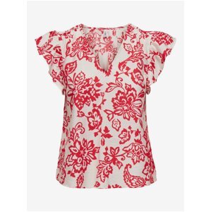 Women's white and red floral blouse ONLY Kiera - Women