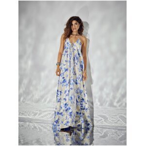 Cream-blue women's floral maxi dress ONLY Mille - Women