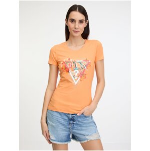 Women's orange T-shirt Guess Tropical Triangle - Women