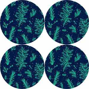 Bertoni Home Unisex's 4 Round Table Pads Set Juniper Navy Blue/Green