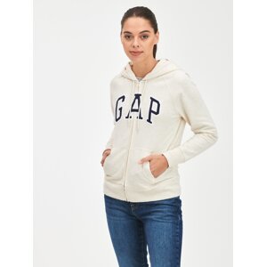 Beige women's sweatshirt GAP Logo full-zip hoodie