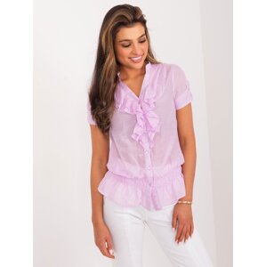 Purple women's blouse with ruffles