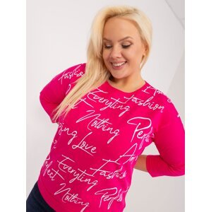 Fuchsia casual plus size blouse with lettering