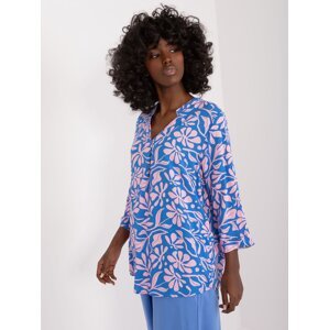 Blue and pink summer blouse with SUBLEVEL pattern