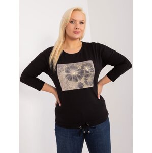 Black women's blouse plus size with 3/4 sleeves