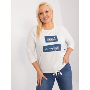 Casual plus size ecru blouse with lettering