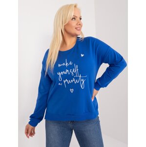 Cobalt blue women's plus size blouse with inscription