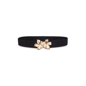 Orsay Black women's belt with golden flower - Women