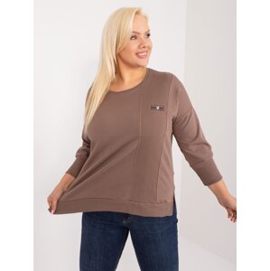 Brown blouse in a larger size with 3/4 sleeves