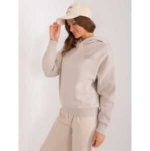 Light beige women's loose hooded sweatshirt SUBLEVEL