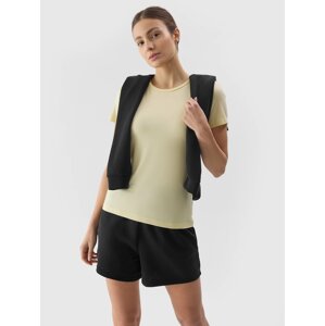 Women's Plain T-Shirt slim 4F - light yellow