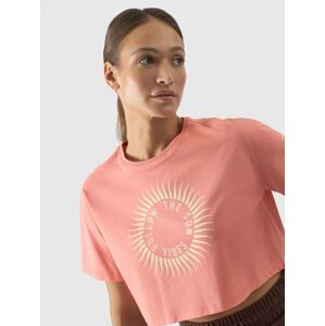 Women's 4F Printed Crop Top - Salmon