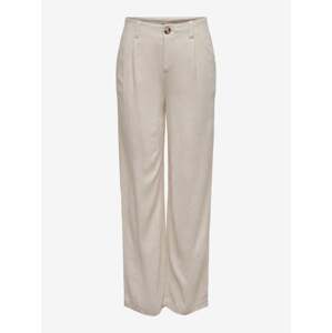 Beige women's trousers with linen blend ONLY Agnes