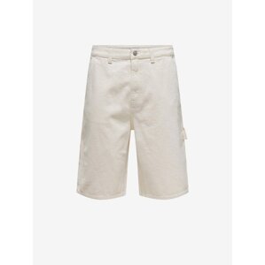 Men's Cream Denim Shorts with Pockets ONLY & SONS Edge