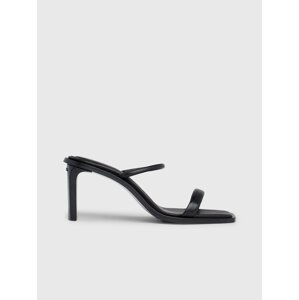 Black Women's Leather Heeled Sandals Calvin Klein Heel Mule