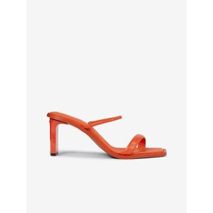 Orange Women's Leather Heeled Sandals Calvin Klein Heel Mule