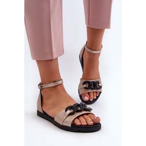 Women's Flat Sandals with Vinceza Gold Chain